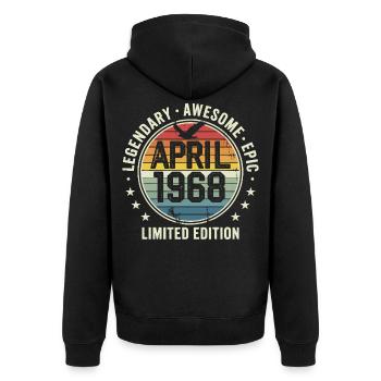 Limitierte Ausgabe April 1968 – Vintage-Design 1968 - Unisex Premium Bio Zip Hoodie - Schwarz - Hinten - Nico (187cm)
