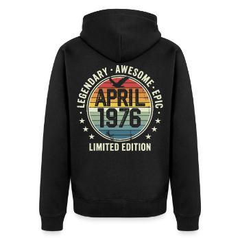 Édition Limitée Avril 1976 - Design Vintage 1976 - Veste à capuche bio Premium Unisexe - noir - Dos - Nico (187cm)