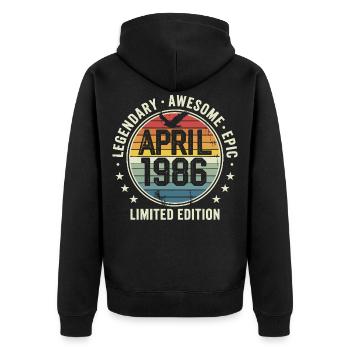 Limited Edition April 1986 - Vintage Design 1986 - Unisex Premium Organic Zip Hoodie - black - Back - Nico (187cm)