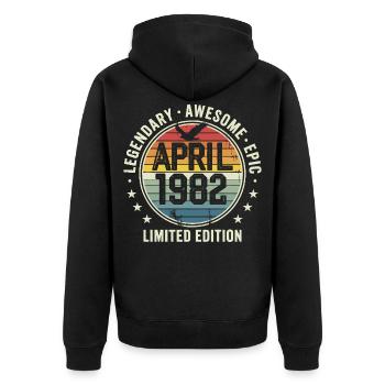 Limited Edition April 1982 - Vintage Design 1982 - Unisex Premium Organic Zip Hoodie - black - Back - Nico (187cm)