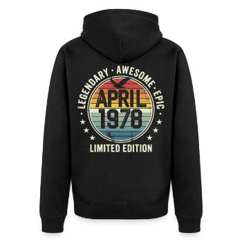 Édition Limitée Avril 1978 - Design Vintage 1978 - Veste à capuche bio Premium Unisexe - noir - Dos - Nico (187cm)
