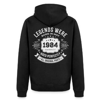 Mai 1984 Geschenk 42. Geburtstag Mai 1984 - Unisex Premium Bio Zip Hoodie - Schwarz - Hinten - Nico (187cm)