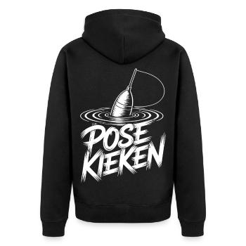 Fischen Pose Humor - Unisex Premium Bio Zip Hoodie - Schwarz - Hinten - Nico (187cm)