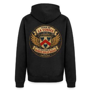 Fierté Vendée - Mareuil-sur-Lay-Dissais Privilège  - Veste à capuche bio Premium Unisexe - noir - Dos - Nico (187cm)