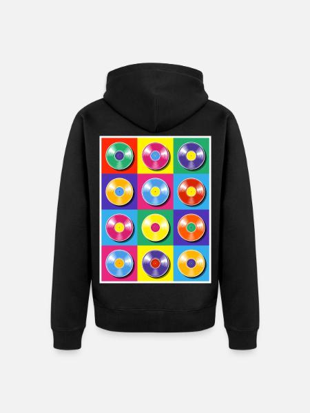 Vinylalben Pop-Art-Collage - Unisex Premium Bio Zip Hoodie - Schwarz