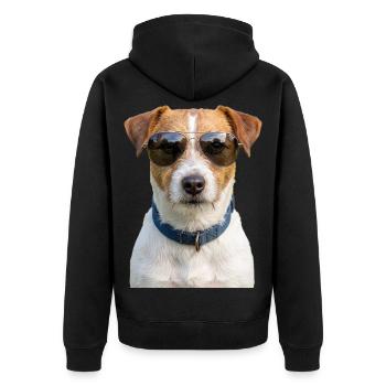 Cooler Jack Russell Terrier Sonnenbrille - Unisex Premium Bio Zip Hoodie - Schwarz - Hinten - Nico (187cm)