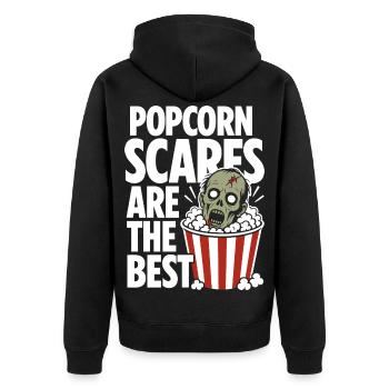 Popcorn Scares Horror Design - Unisex Premium Organic Zip Hoodie - black - Back - Nico (187cm)