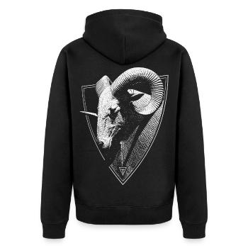 La tête de Ram dans les armoiries - Veste à capuche bio Premium Unisexe - noir - Dos - Nico (187cm)
