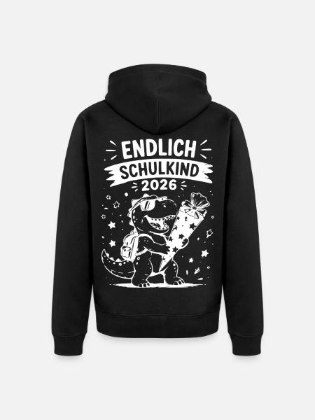 Endlich Schulkind 2026 - Unisex Premium Bio Zip Hoodie - Schwarz