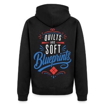 Quilten – Quilts Are Soft Blueprints - Unisex Premium Bio Zip Hoodie - Schwarz - Hinten - Nico (187cm)