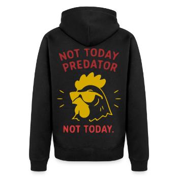 Not Today Predator Hähnchen Sonnenbrille - Unisex Premium Bio Zip Hoodie - Schwarz - Hinten - Nico (187cm)