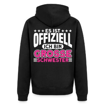 Große Schwester Bruder Schwester Geschenk - Unisex Premium Bio Zip Hoodie - Schwarz - Hinten - Nico (187cm)