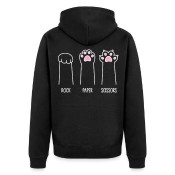 Ciseaux à papier roche - Pattes de chat - Veste à capuche bio Premium Unisexe - noir - Dos - Nico (187cm)