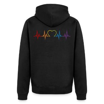 Heartbeat Rainbow Heart LGBT Love colorful CSD - Unisex Premium Organic Zip Hoodie - black - Back - Nico (187cm)