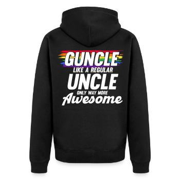 Guncle LGBTQ Schwuler Onkel Geschenk - Unisex Premium Bio Zip Hoodie - Schwarz - Hinten - Nico (187cm)