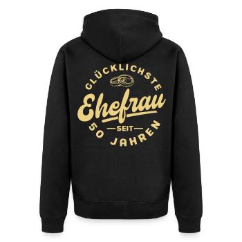 Ehepaar 50 Jahre Ehe Goldene Hochzeit Geschenk - Unisex Premium Bio Zip Hoodie - Schwarz - Hinten - Nico (187cm)