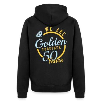 We Are Golden Together 50 Years T-shirt Design - Unisex Premium Bio Zip Hoodie - Schwarz - Hinten - Nico (187cm)