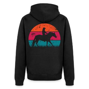 Life Is Better With Horses Design Horsing Shirt - Unisex Premium Bio Zip Hoodie - Schwarz - Hinten - Nico (187cm)
