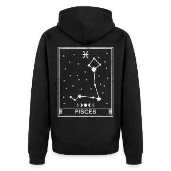 Signe astrologique des Poissons - Veste à capuche bio Premium Unisexe - noir - Dos - Nico (187cm)