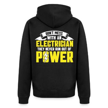 Elektriker Elektroingenieur - Unisex Premium Bio Zip Hoodie - Schwarz - Hinten - Nico (187cm)