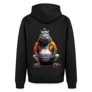 Street style hippopotamus | Hippo lovers - Unisex Premium Organic Zip Hoodie - black - Back - Nico (187cm)