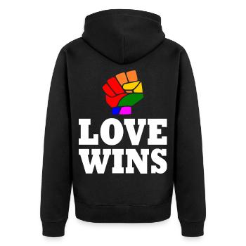 Love wins - Unisex Premium Organic Zip Hoodie - black - Back - Nico (187cm)