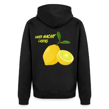 Citron, aigre fait plaisir, fruits citron FUN - Veste à capuche bio Premium Unisexe - noir - Dos - Nico (187cm)