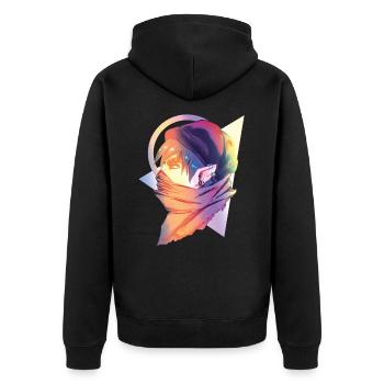 Elf modern - Unisex Premium Organic Zip Hoodie - black - Back - Nico (187cm)