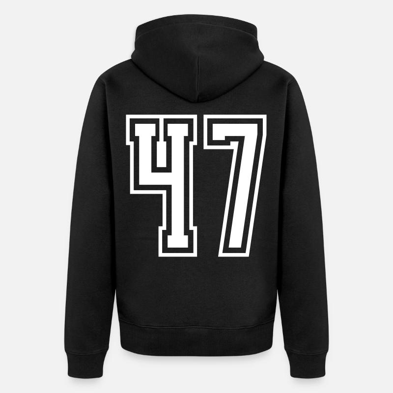 47 Zahl nummer - Unisex Premium Bio Zip Hoodie - Schwarz