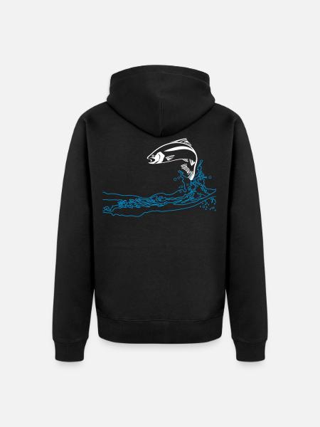 jumping trout - Unisex Premium Organic Zip Hoodie - black