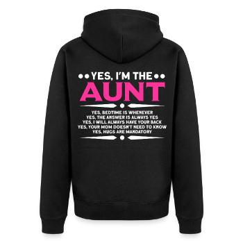 Tantchen Tante Tanten Geschenk - Unisex Premium Bio Zip Hoodie - Schwarz - Hinten - Nico (187cm)