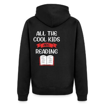 Leseratte Lesen Grundschule Grundschullehrer - Unisex Premium Bio Zip Hoodie - Schwarz - Hinten - Nico (187cm)