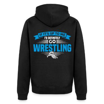 Ringen Trainer Ringer Ringen Geschenk - Unisex Premium Bio Zip Hoodie - Schwarz - Hinten - Nico (187cm)