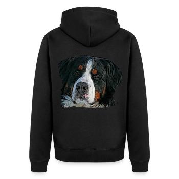 Chien, tête de chien, visage de chien, race de chien, - Veste à capuche bio Premium Unisexe - noir - Dos - Nico (187cm)