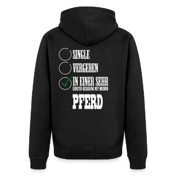 In einer Beziehung mit meinem Pferd - Unisex Premium Bio Zip Hoodie - Schwarz - Hinten - Nico (187cm)