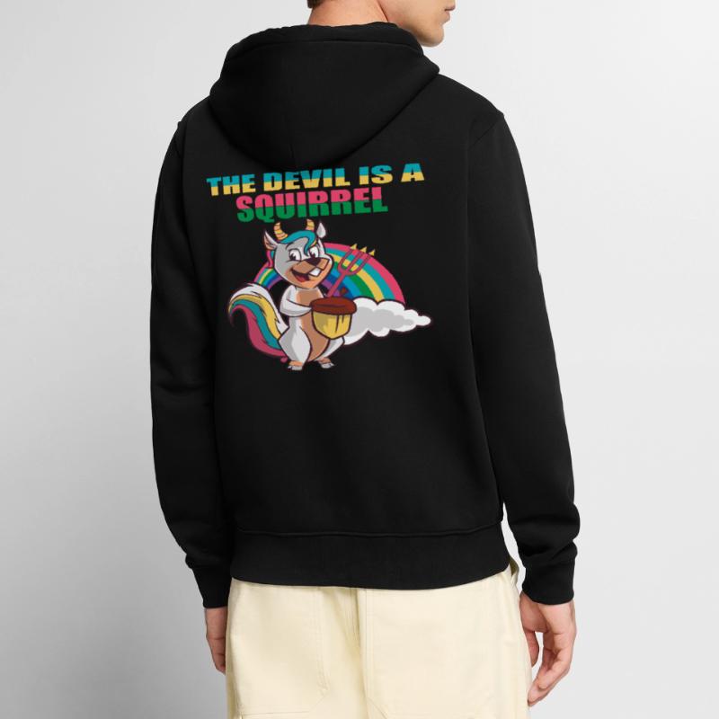 Devil Squirrel,Der Teufel ist ein Eichhörnchen,Fun Unisex Premium Bio Zip Hoodie