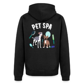 Dog Groomer, Pet Spa, chemise de toilettage pour chien, chien - Veste à capuche bio Premium Unisexe - noir - Dos - Nico (187cm)