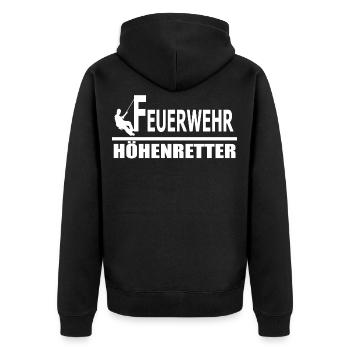 Feuerwehr Höhenretter,112 Outfit Bergrettung shirt - Unisex Premium Bio Zip Hoodie - Schwarz - Hinten - Nico (187cm)