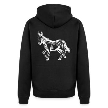 Esel,Donkey,Muli Züchter Liebhaber Shirt Geschenk - Unisex Premium Bio Zip Hoodie - Schwarz - Hinten - Nico (187cm)