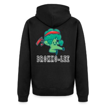 Brokko-Lee, brocoli d'arts martiaux, chemise de sport végétalienne - Veste à capuche bio Premium Unisexe - noir - Dos - Nico (187cm)
