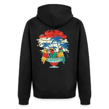 Beach Papageien,Party Vögel Cocktail Urlaub Shirt - Unisex Premium Bio Zip Hoodie - Schwarz - Hinten - Nico (187cm)