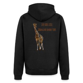 Giraffe,Ich bin ein ziemlich hohes Tier,Chef Shirt - Unisex Premium Bio Zip Hoodie - Schwarz - Hinten - Nico (187cm)
