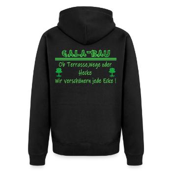 Gala Bau Landschaftsgärtner,Galabau,Gärtnerin,Fun - Unisex Premium Bio Zip Hoodie - Schwarz - Hinten - Nico (187cm)