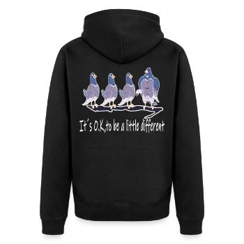 Pigeons, Be Different, Gym, Body Building, Workout FUN - Veste à capuche bio Premium Unisexe - noir - Dos - Nico (187cm)