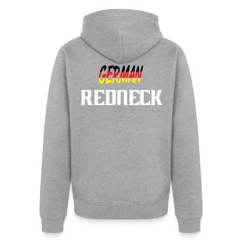 German Redneck,Germany ,Deutschland Shirt Geschenk - Unisex Premium Bio Zip Hoodie - Grau meliert - Hinten - Nico (187cm)