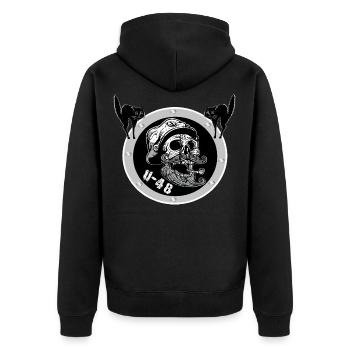 U 48,Deutsches U-Boot,WW2,Marine,Totenkopf,Shirt - Unisex Premium Bio Zip Hoodie - Schwarz - Hinten - Nico (187cm)
