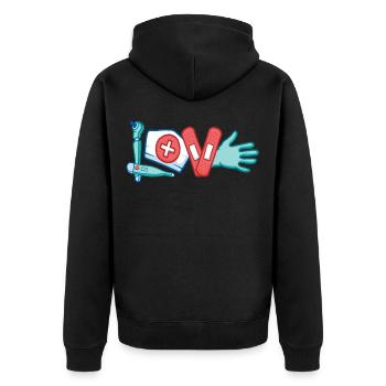 Infirmière, aide-soignant, love, cadeau de clinique - Veste à capuche bio Premium Unisexe - noir - Dos - Nico (187cm)