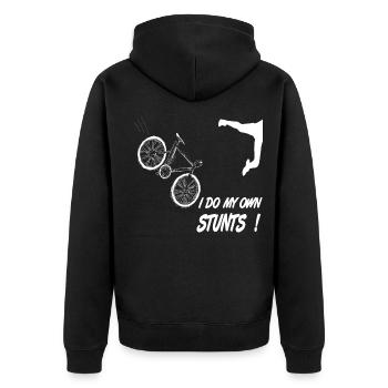 Cyclist bike, bike fall accident humor funny - Unisex Premium Organic Zip Hoodie - black - Back - Nico (187cm)