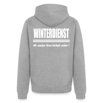Winterdienst, machen ihren Verkehr sicher, Winter - Unisex Premium Bio Zip Hoodie - Grau meliert - Hinten - Nico (187cm)