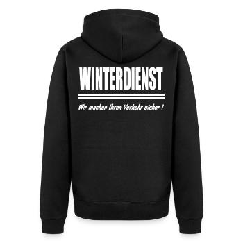Winterdienst, machen ihren Verkehr sicher, Winter - Unisex Premium Bio Zip Hoodie - Schwarz - Hinten - Nico (187cm)